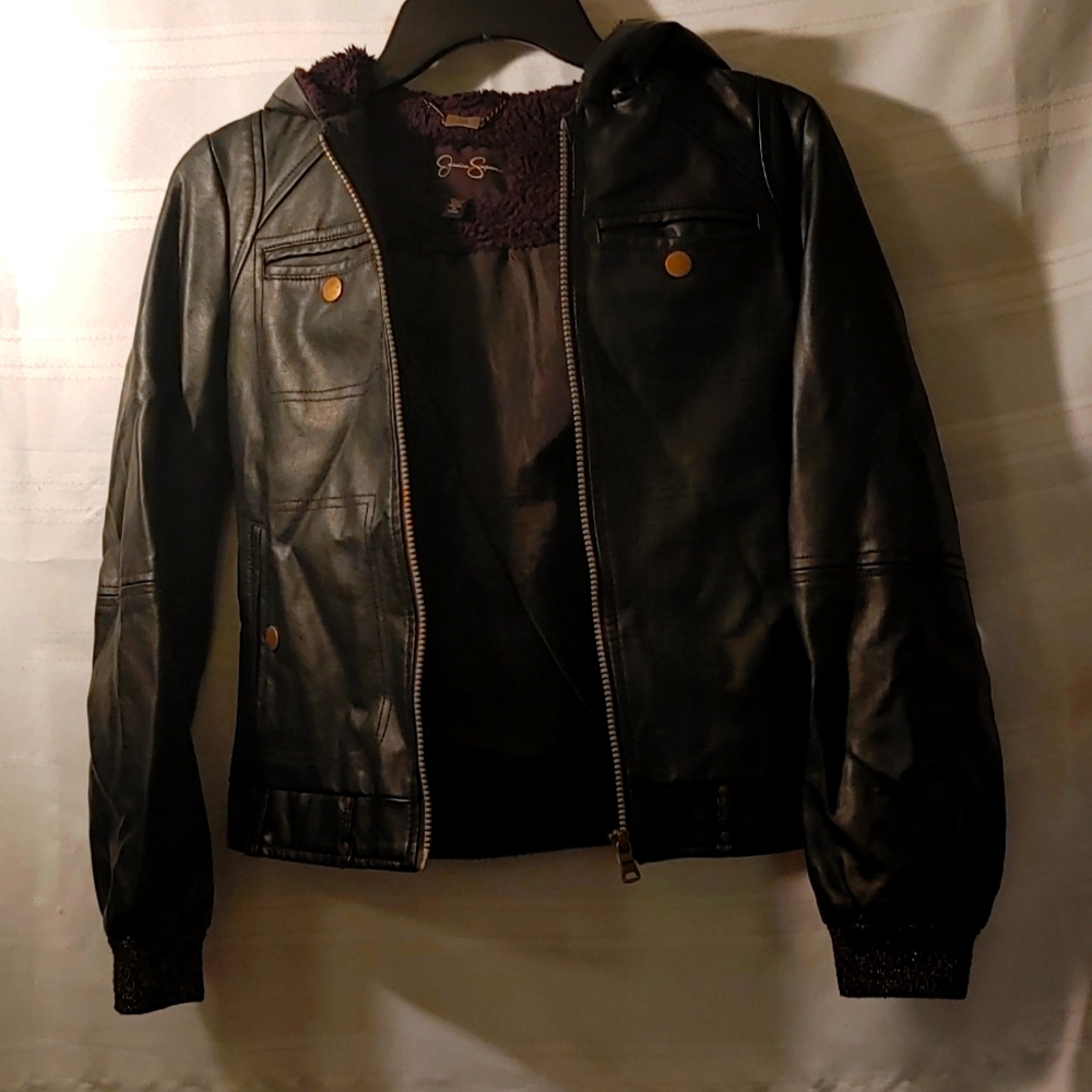 Kids Black Faux Leather Jacket
